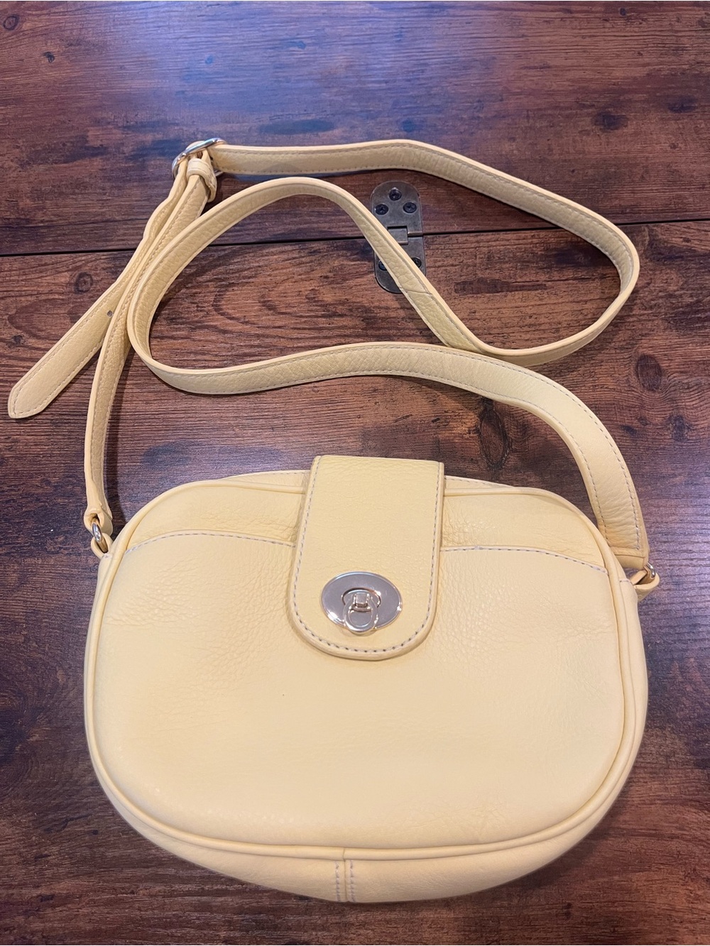 Yellow Crossbody Bag with Turn-Lock Closure